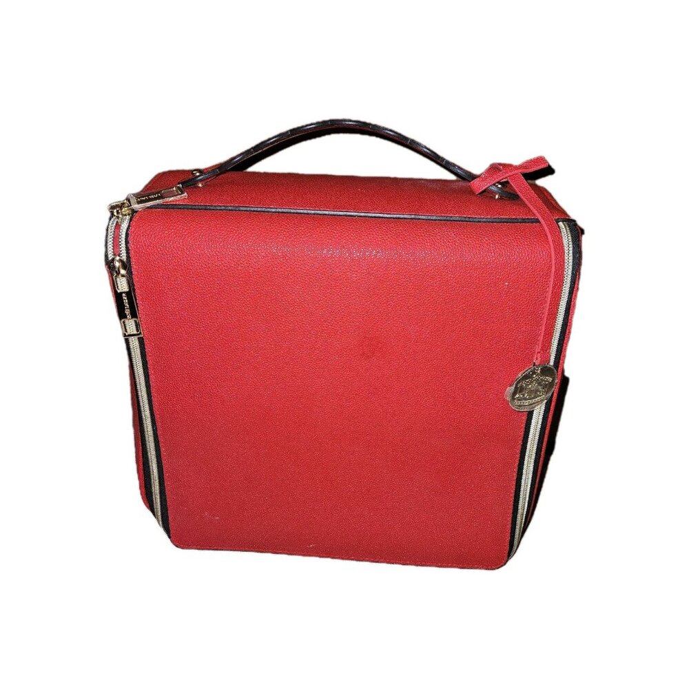 Estee Lauder Red Train Case Travel Bag Makeup Cosmetic Zipper with Handle